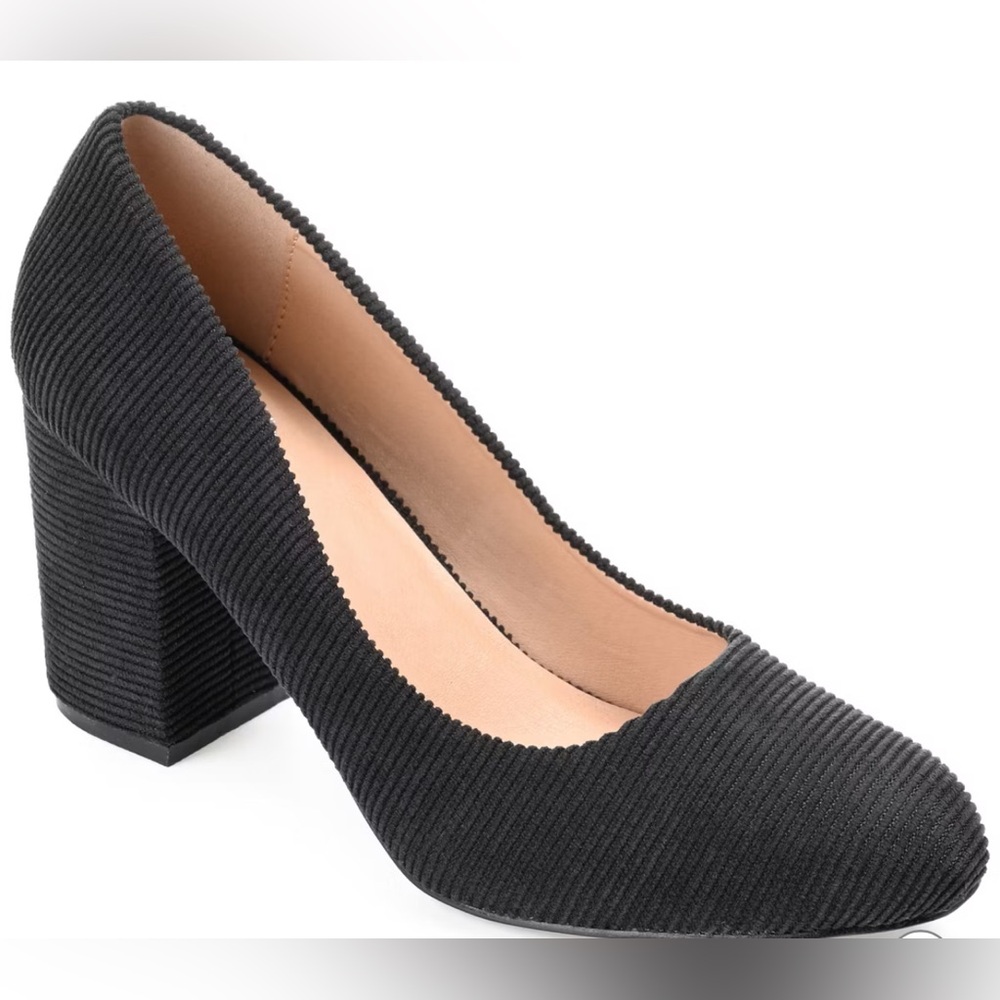 Journee Collection Black Textured Heels